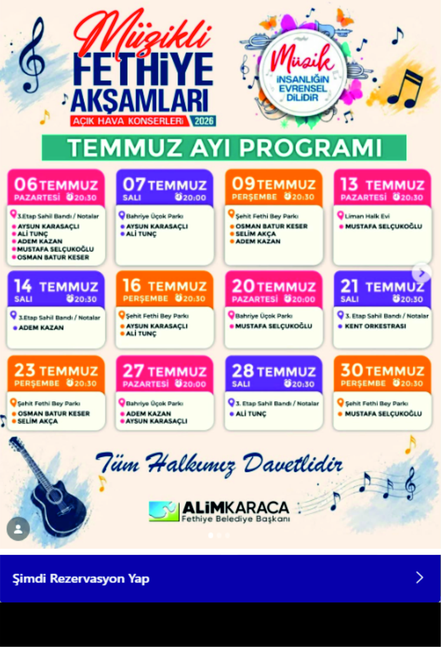 Müzikli Fethiye Akşamları Başlıyor. 🎶